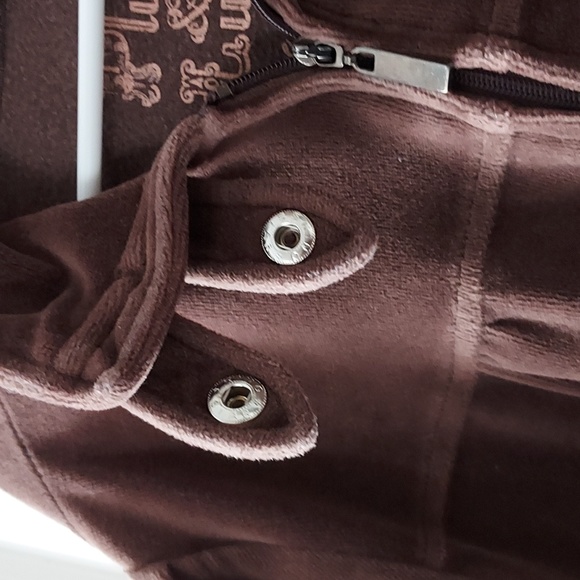 Plush & Lush long sleeve jacket brown w/ zipper & snaps measurements in descript - Picture 3 of 11
